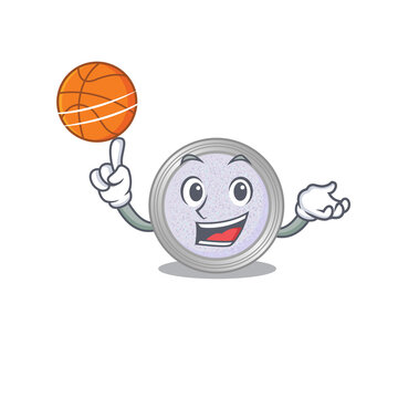 Sporty cartoon mascot design of glitter eyeshadow with basketball