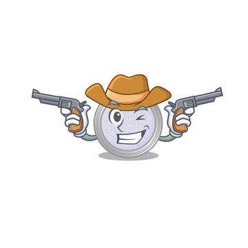 Cartoon character cowboy of glitter eyeshadow with guns