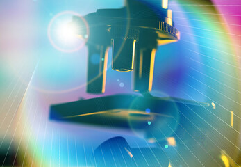 Microscope in laboratory. Science theme.