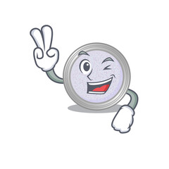 Obraz premium Happy glitter eyeshadow cartoon design concept show two fingers