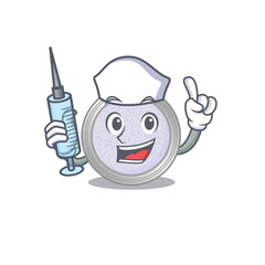 Glitter eyeshadow humble nurse mascot design with a syringe