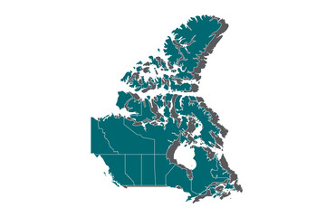 Map of canada. High detailed vector map - canada.Detailed vector map with counties, regions, province, states. Blue shape/contour map of canada. - Vector