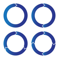 Fototapeta premium Vector circular cycle of arrows. Blue chart or recycling icon. The design form of the reuse process. Graphic symbol of cyclic connection. Stock Photo.