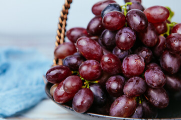 A freshly picked harvest of red grapes