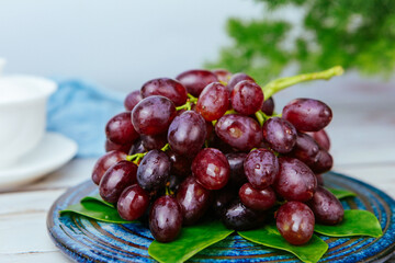 A freshly picked harvest of red grapes