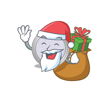 Cartoon design of glitter eyeshadow Santa having Christmas gift