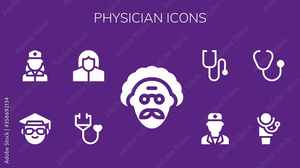 Sticker physician icon set