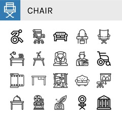 chair simple icons set