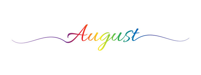 august letter calligraphy banner colorful gradient - obrazy, fototapety, plakaty