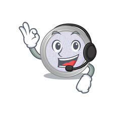 A stunning glitter eyeshadow mascot character concept wearing headphone