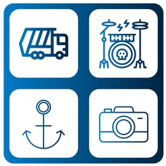 equipment simple icons set