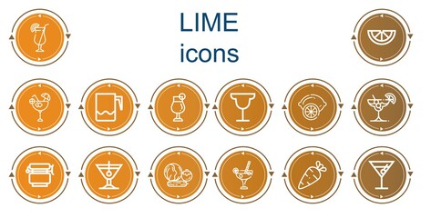 Editable 14 lime icons for web and mobile