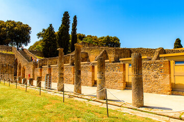 It's RUins of Pompeii, an ancient Roman town destroyed by the volcano Vesuvius. UNESCO World Heritage site