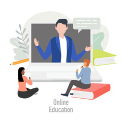 Online Education, course, e-Learning, webinar concept art