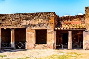 Fototapeta na wymiar It's Pompeii, an ancient Roman town destroyed by the volcano Vesuvius. UNESCO World Heritage site
