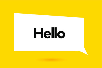 Hi, Hello. Banner, speech bubble, poster and sticker concept with text. White bubble message on bright yellow background. Vector Illustration