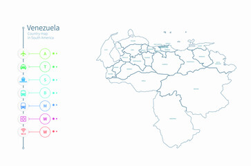 venezuela map. detailed south america country map vector. 