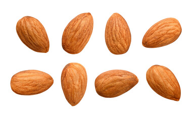 Almonds isolated on white background.