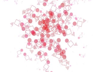 Light Pink, Red vector background with triangles, circles, cubes.