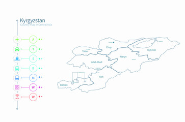 Fototapeta na wymiar kyrgyzstan map. asia country map vector.