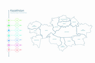 Fototapeta na wymiar kazakhstan map. asia country map vector.