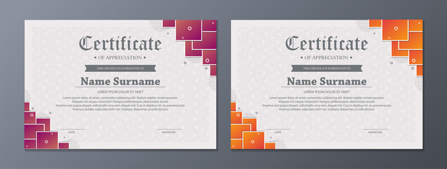 Appreciation certificate best award diploma set.	