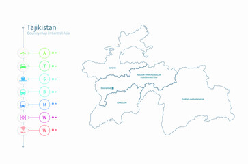 tajikistan map. asia country map vector.