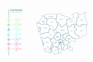 cambodia map. asia country map vector.