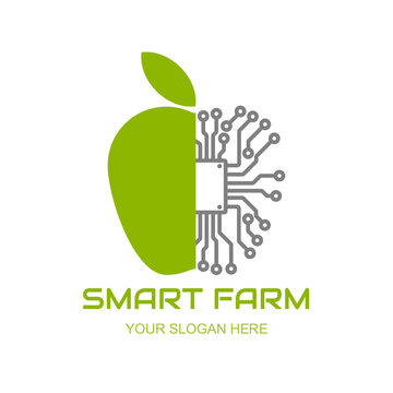 Smart farm logo flat vector design isolated on white background.