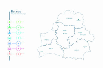 belarus map. detailed europe country map vector. 