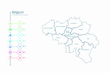 Fototapeta na wymiar belguim map. detailed europe country map vector. 