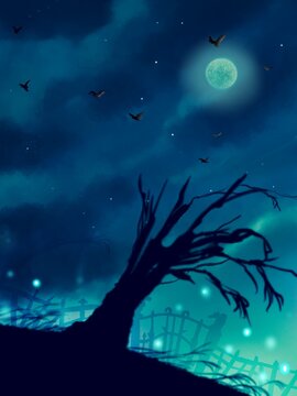 Scarily grave and creepy moon in Halloween night © NORIMA