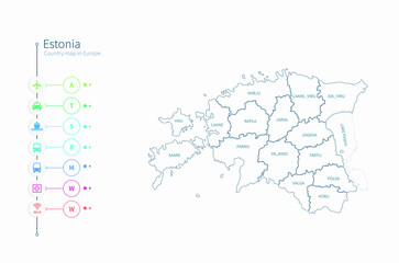 Fototapeta na wymiar estonia map. detailed europe country map vector. 