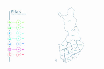 finland map. detailed europe country map vector. 