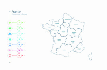 france map. detailed europe country map vector. 