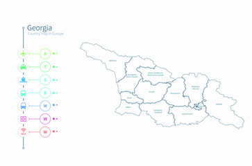 georgia map. detailed europe country map vector. 