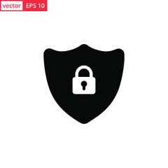 Shield and lock icon vector design template. Solid icon. EPS 10
