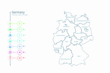 germany map. detailed europe country map vector. 