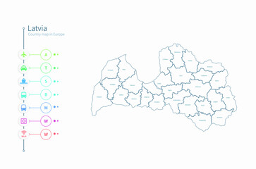 latvia map. detailed europe country map vector. 
