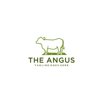logo design for angus cattle farm vintage emblem template design