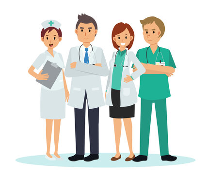 Vector illustration cartoon character of Medical Team and staff ,Doctor Nurse