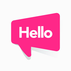 Hello Bubble, Red Speech Message. Hello Speech Message Text Hello in Flat Vector Bubl EPS 10 Illustration.