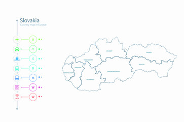slovakia map. detailed europe country map vector. 