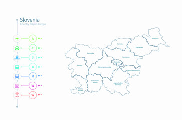 slovenia map. detailed europe country map vector. 