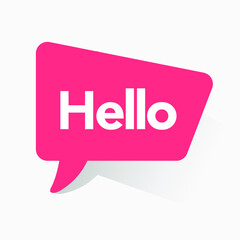 Hello Bubble, Red Speech Message. Hello Speech Message Text Hello in Flat Vector Bubl EPS 10 Illustration.