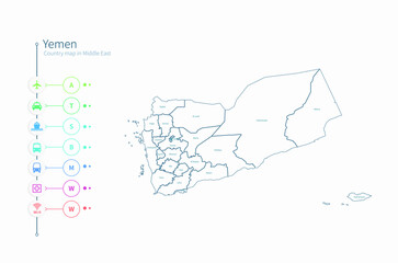 yemen map. detailed middle east country map vector. 