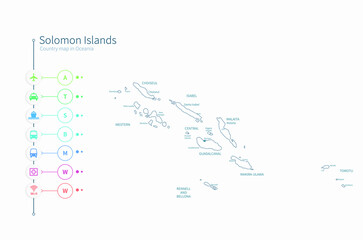 solomon islands map. detailed oceania country map vector. 