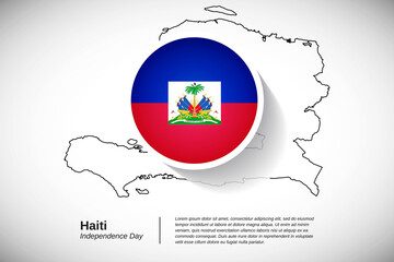 Independence day of Haiti. Creative country flag of Haiti with outline map