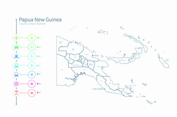 papua new guinea map. detailed oceania country map vector. 