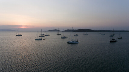 Beautiful seascape with yacht in Lambu Jambu, Sumbawa, Indonesia